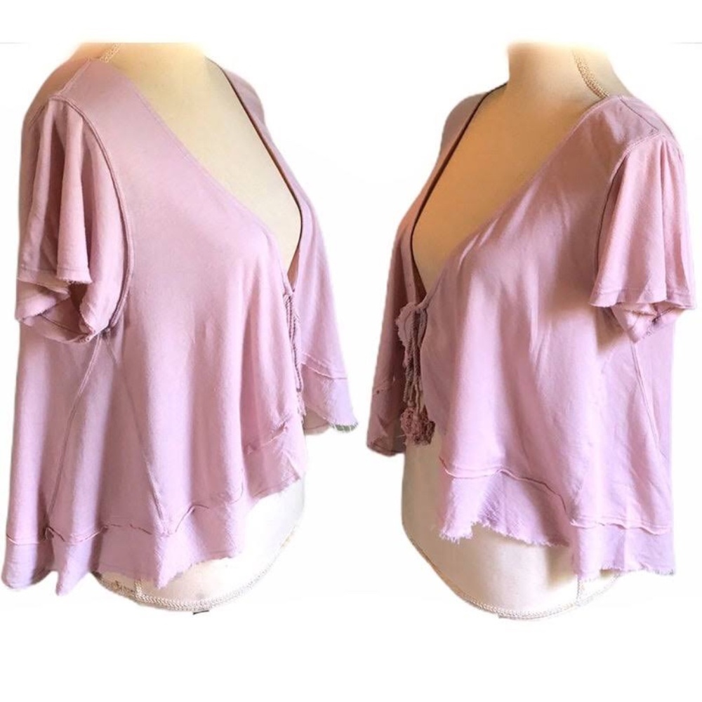 Free People Knot me tee in lilac sz XS NWT $58R - Picture 4 of 5